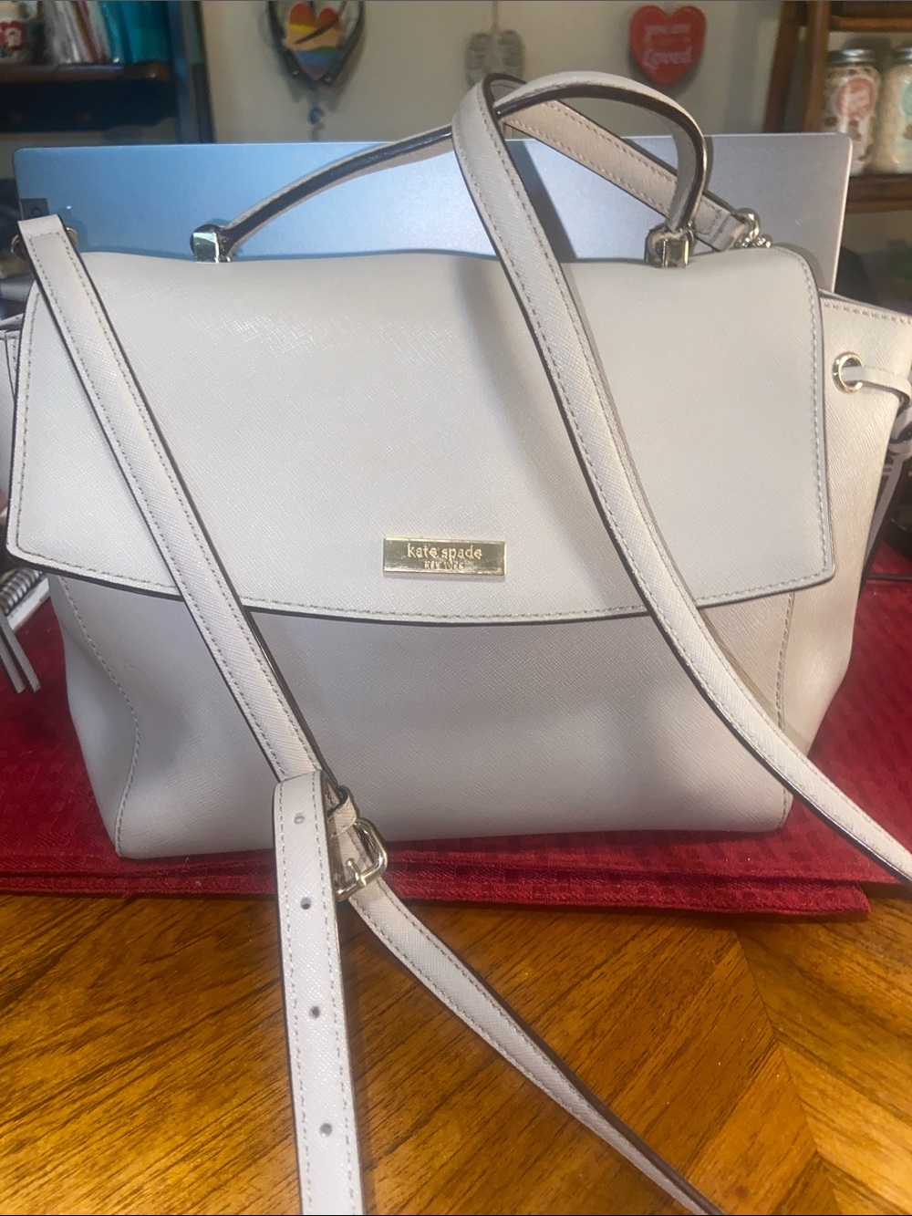 kate spade Leather Satchel in Cream / Gold Hardware